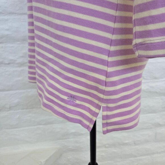 Isaac Mizrahi Live! Top Medium Essential Yarn Dye Stripe 3/4 Sleeve Purple Lilac - Picture 5 of 8